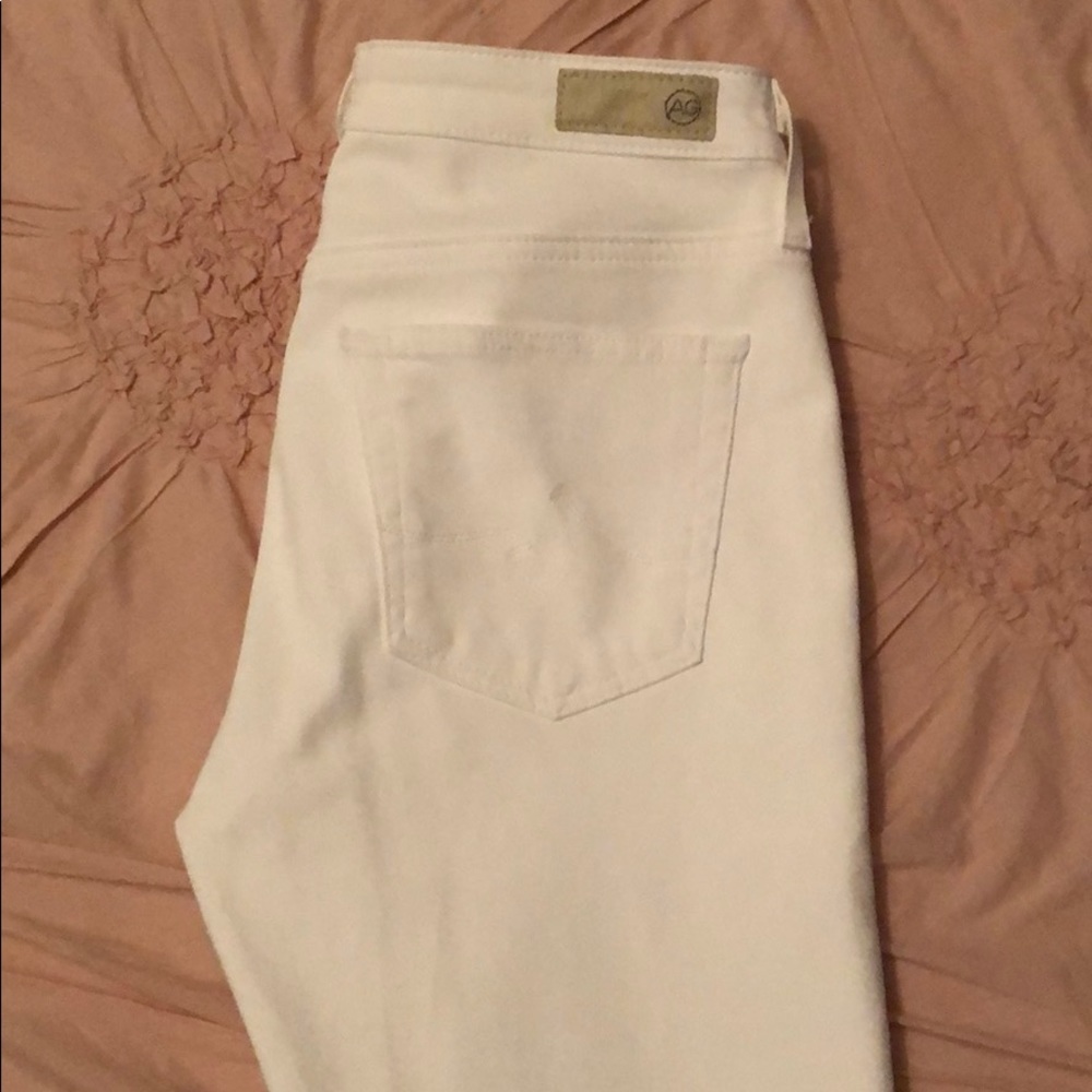AG white Super skinny legging ankle jeans